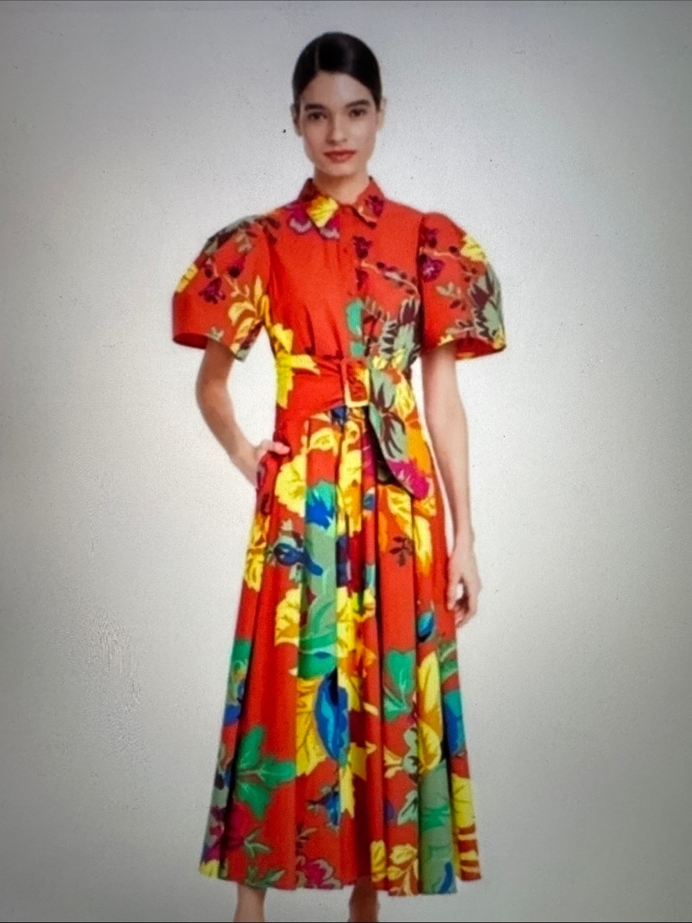 Christopher John Rogers Target Vibrant Button Front Puff Sleeves Maxi Dress Sz 4